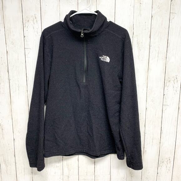 The North Face Sweater Men Size Medium Long Sleeve Collared Quarter Zip Black - Picture 1 of 9